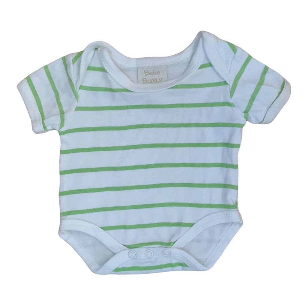 🌟3/$15🌟 Baby Bonito White and Green Striped Onesie Size Newborn